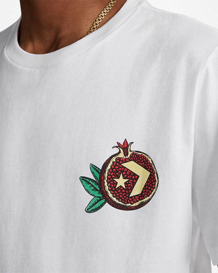 Camiseta Converse Pomegranate Gráficas Masculino Branco | PT L030514